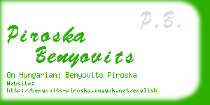 piroska benyovits business card